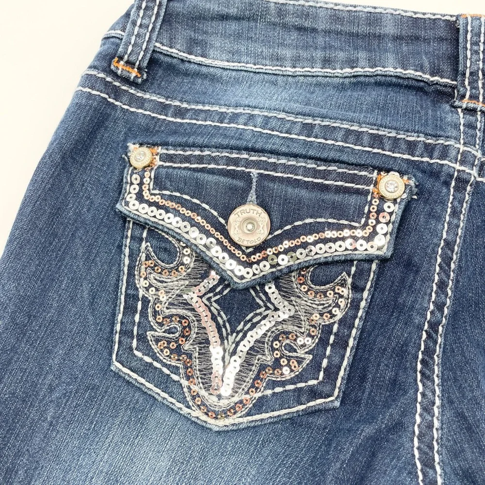 Truth Be Told Low Rise Jeans Size 7 Y2K Western Cowgirl McBling Indie Festival‎